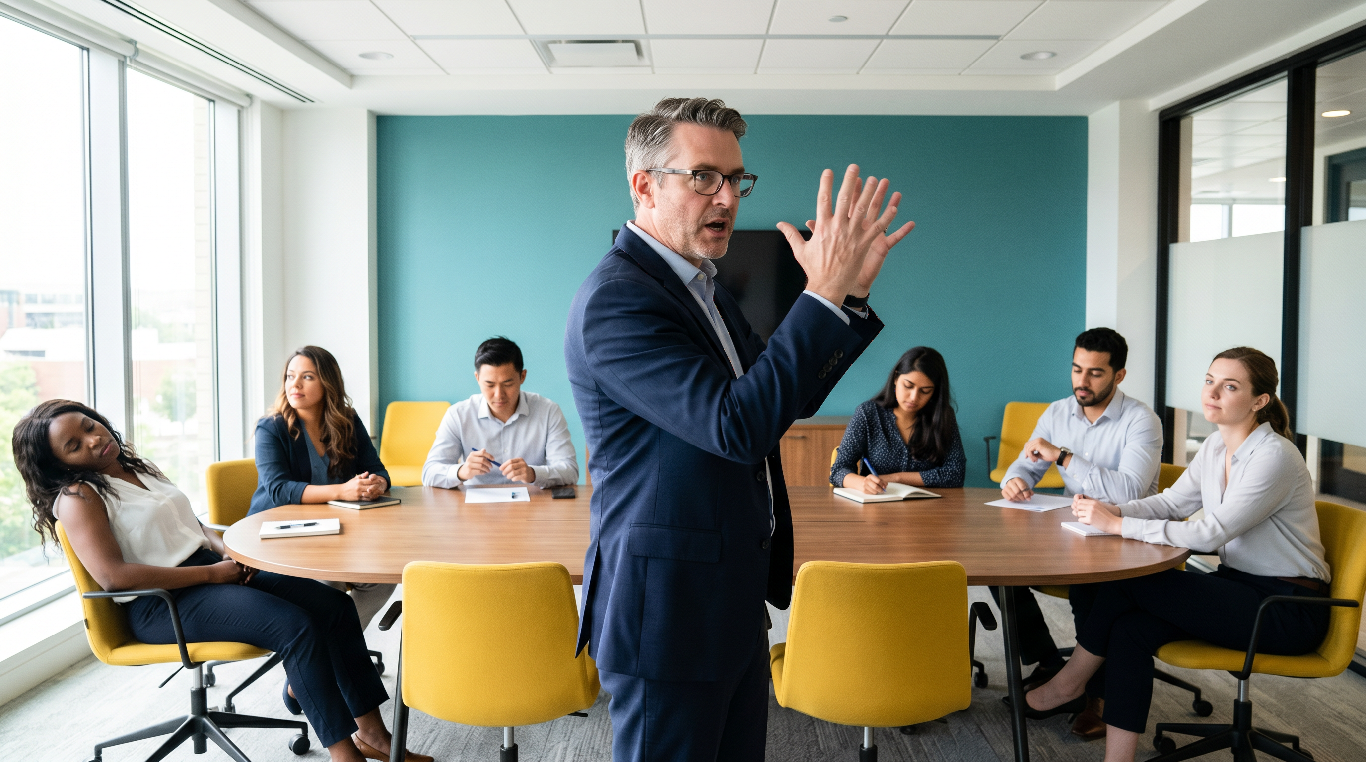 One participant dominating a large meeting while others disengage