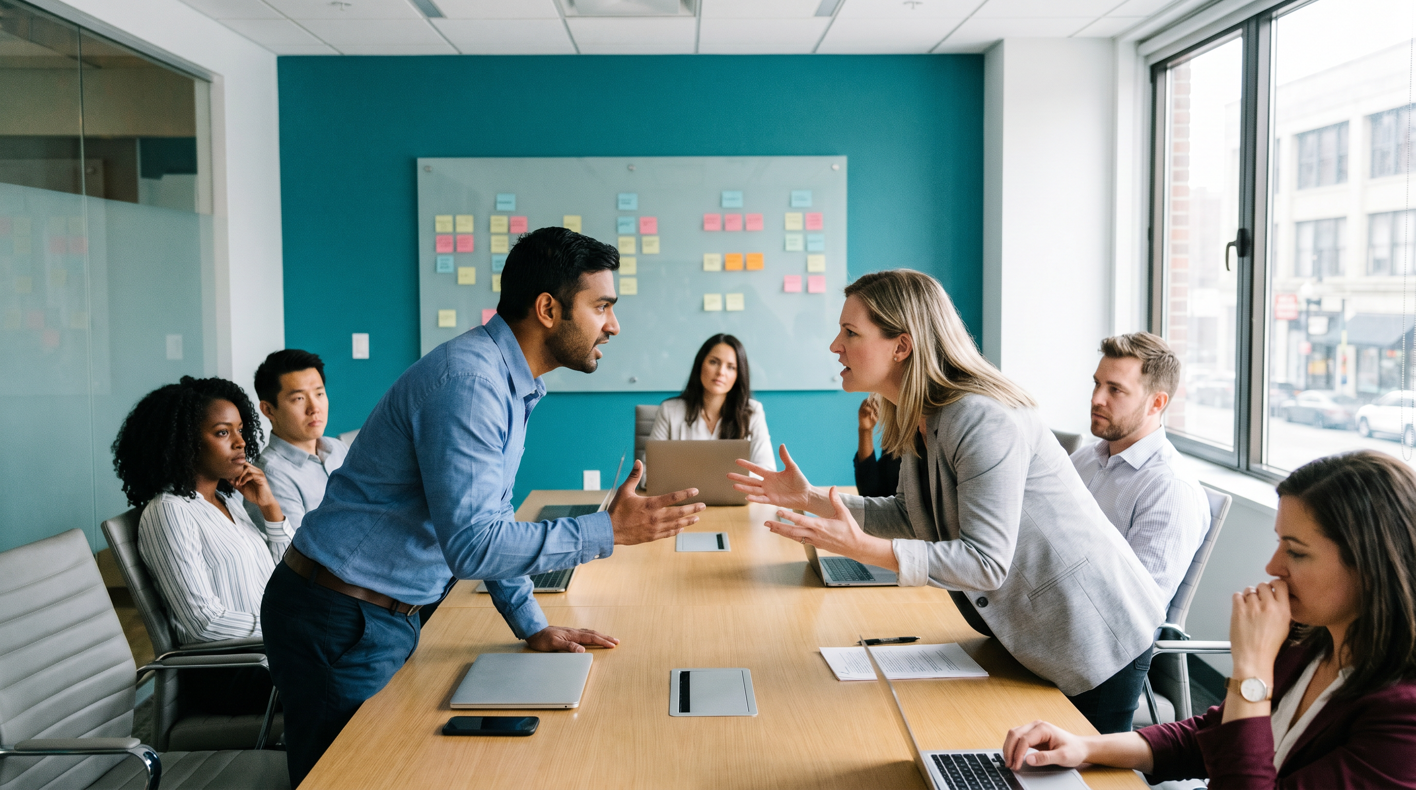 Tense exchange between senior leaders during an unfacilitated executive discussion