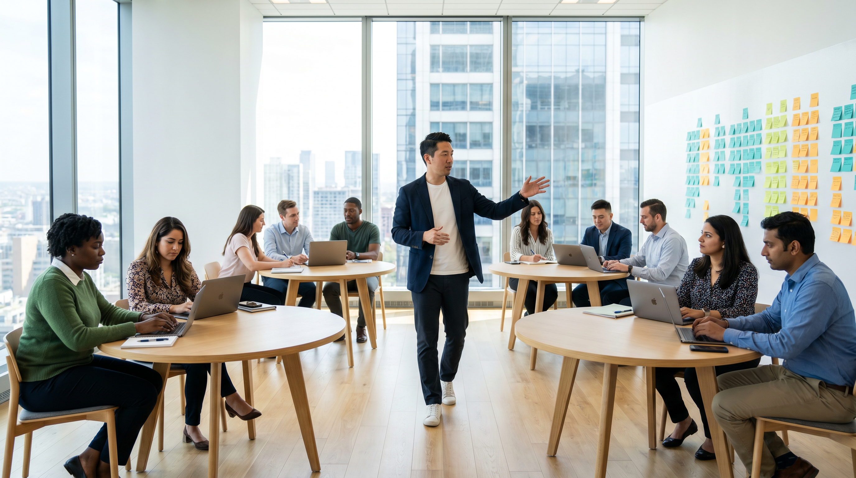Small-group breakouts during a facilitated meeting