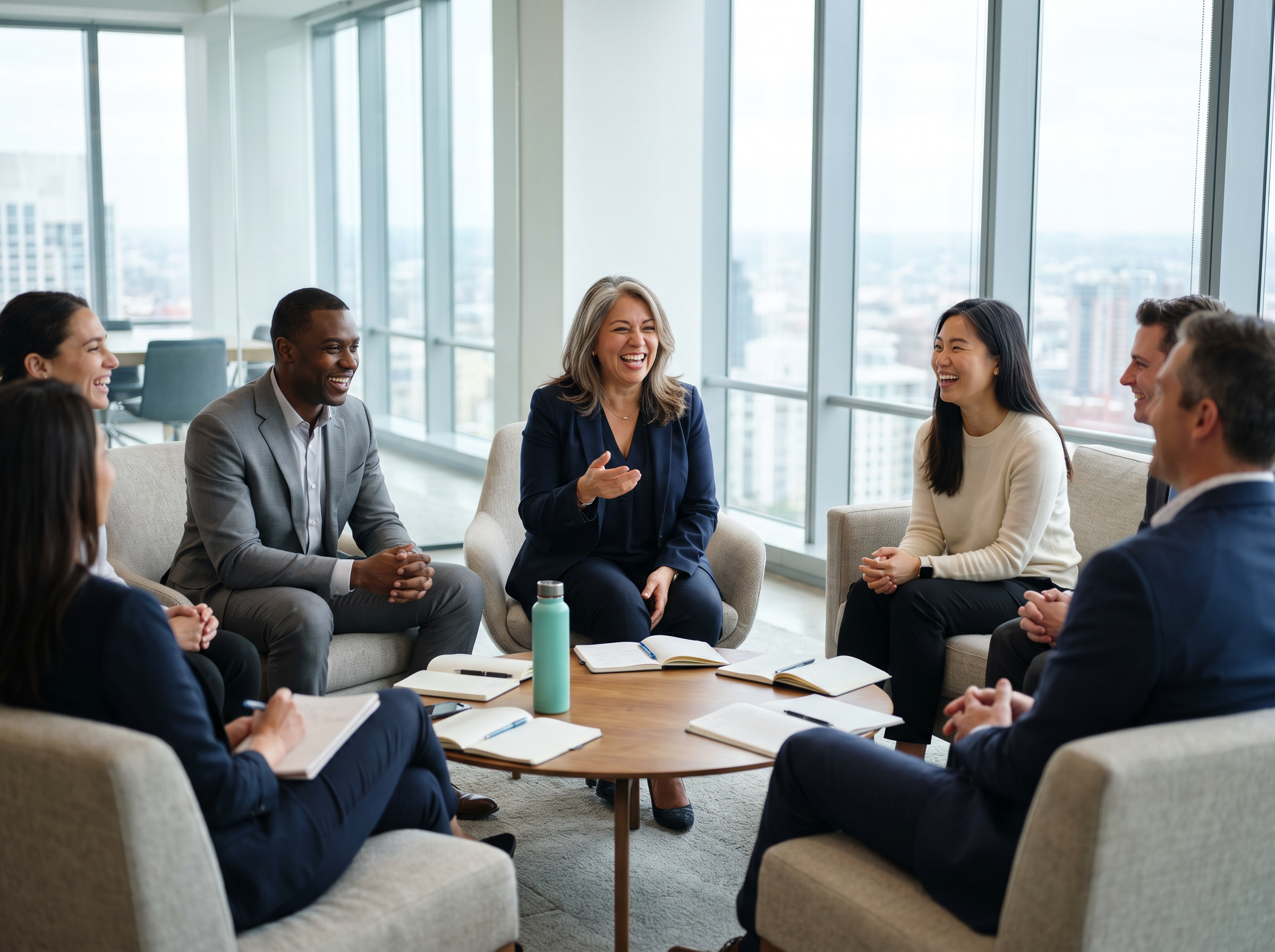 A leadership team in a facilitated executive retreat session